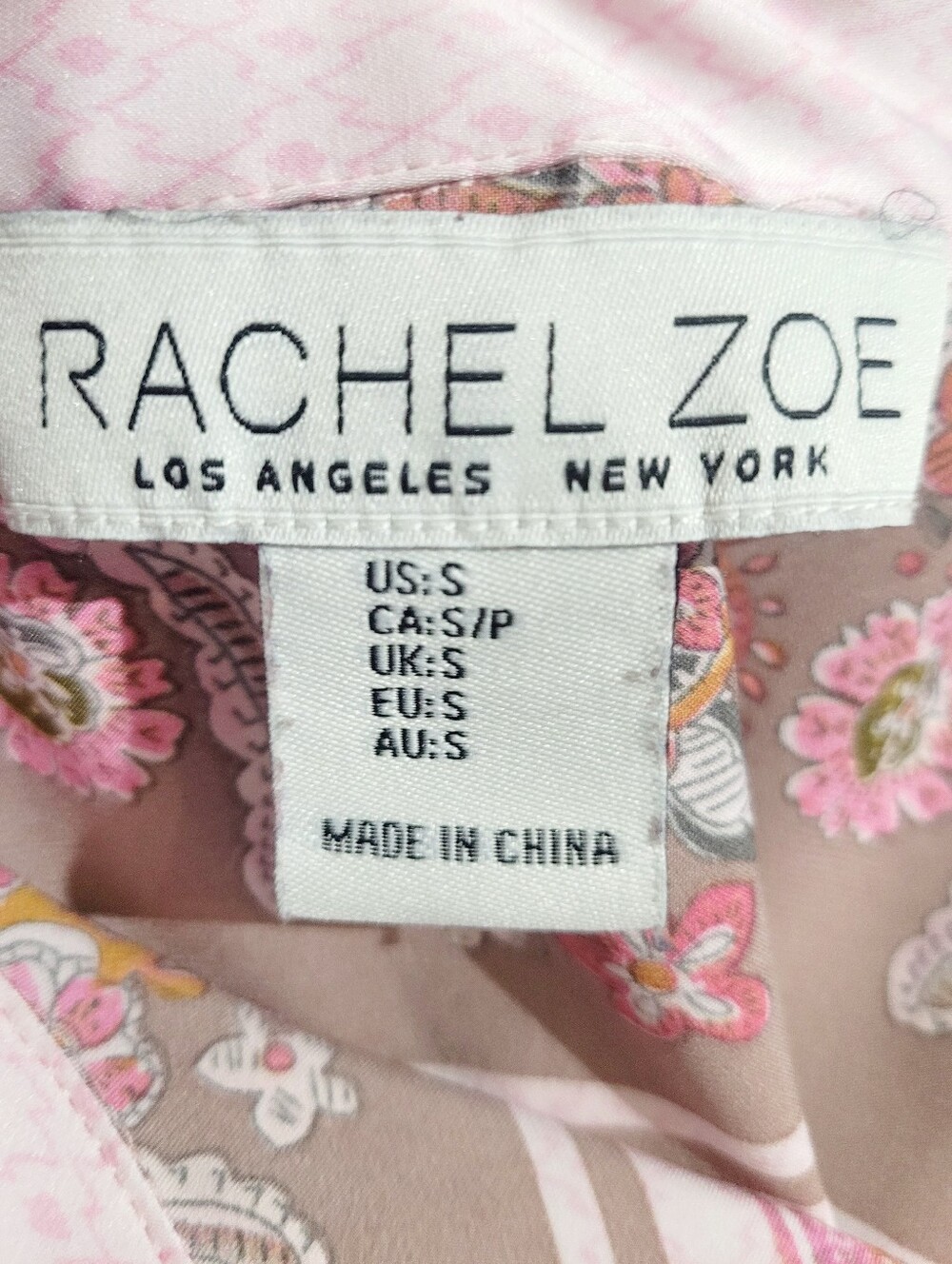 Paisley Floral Button Front Blouse Womens Small Pink Boho Stretch Top Rachel Zoe - Picture 6 of 13
